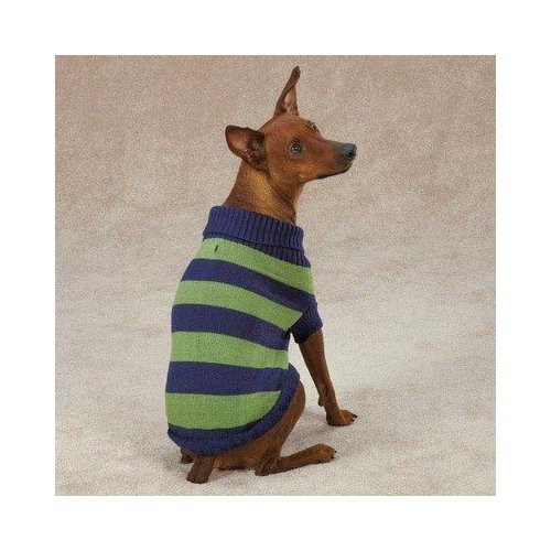 Casual Canine Rugby Dog Sweater Color: Green, Size: X-Small (10" H x 8.5" W x 0.25" D)