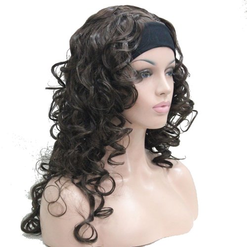 Wiginway Women Wigs Long Curly Wigs Synthetic wig hairpieces for women best wig with headband natural wigs 18 inch (Dark Brown #6)