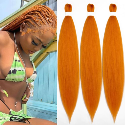 UPruyo Prestretched Braiding Hair 30 inch Burnt Orange Braiding Hair Pre Stretched Colored Hair Extensions for Braiding Box Braids Hair Yaki Long Micro Knotless Kanekalon Pre Stretched Braiding Hair
