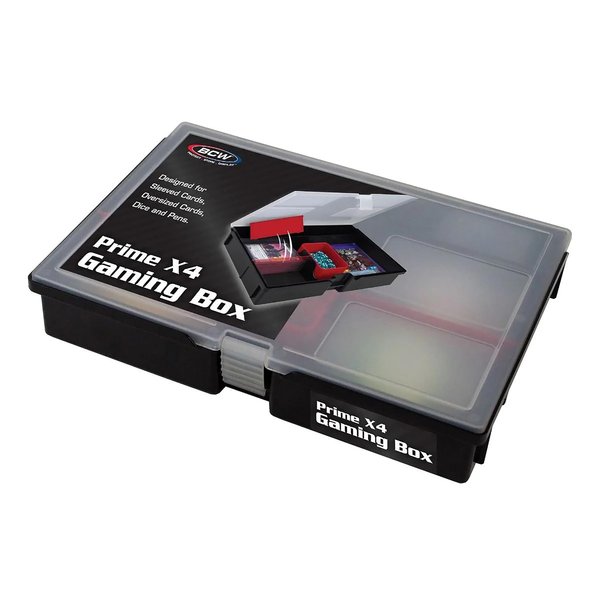 BCW Prime X4 Gaming Box | Playing Card Storage Box for Decks and Game Accessories, Includes Removable Dividers and Dice Trays | Trading Card Storage Box for Gaming (Standard)