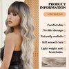 Allbell Long Curly Wavy Wig with Bangs Ash Gray Blonde Wigs witn Dark Root Synthetic Heat Resistant Wigs for Women Daily Party Use 26 Inches
