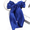 Furling Pompoms Hair Bows for Girls, 2pcs Big Hair Bow with long Tail French Barrette, Royal Blue Hair Bow White Bow, Hair Ribbon Hair Accessories Cute Gifts for Women Girls