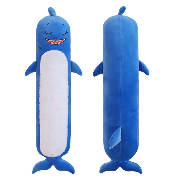 Finebee Long Shark Plush Body Pillows, Cute Shark Stuffed Animals Toy, Super Soft Long Shark Sleeping Hugging Pillow for Boys and Girls(50cm/19.6 inch)