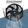 10" Universal Slim Fan Push Pull Electric Radiator 12V 80W High Performance Cooling Fan with Thermostat Wiring Switch Relay Mount Kit Black