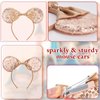 Akkya Mouse Ears Headband Hair Clips Accessories for Women Girl Kid Adult Birthday Party Princess Park Costume Mini Bow Gift Glod
