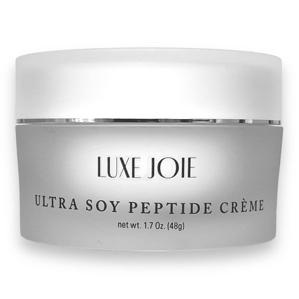 LuxeJoie Ultra Soy Peptide Creme With Matrixyl Peptides Alpha Lipoic Acid Anti-Aging Face Moisturizer Wrinkle Fine Line Reducer For Dry Mature Skin 1.7 Ounce
