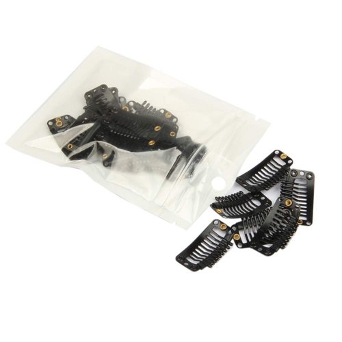 20pcs 9-Teeth Stainless Snap Comb Wig Clips, Hair Extension Clips, Wig Accessories Clip, Diy Clips for Hairpieces Wigs hair extensions (Black)