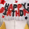 CANREVEL Happy Birthday Banner 13pcs 16 Inch Mylar Foil Letters Sign with 8pcs Star Balloons Birthday Party Decorations for Kids and Adults - 3D Black Red