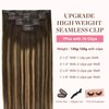 GOO GOO Clip in Hair Extensions Real Human Hair, 20inch 150g 7Pcs, 4/27/4 Balayage Chocolate Brown to Caramel Blonde, Remy Human Hair Extensions Clip ins for Women, Natural Human Hair