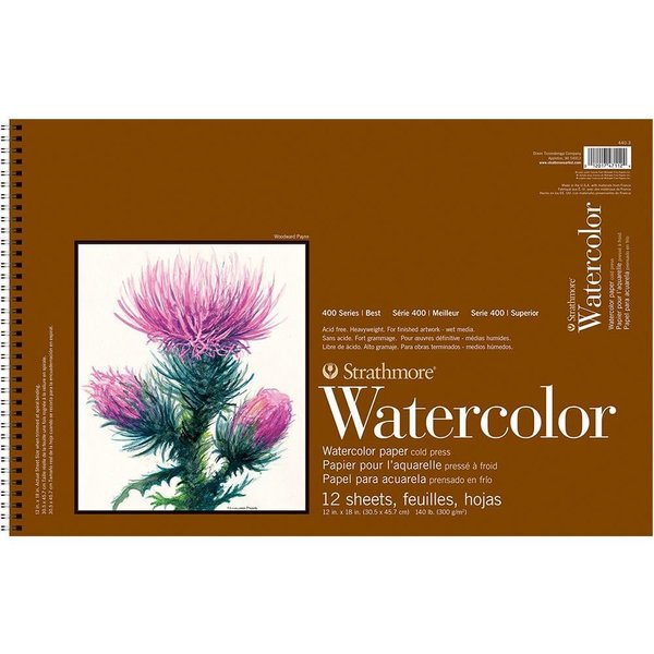 Strathmore P440-3 Watercolor Pad, 12"x18" Wire Bound, 12 Sheets