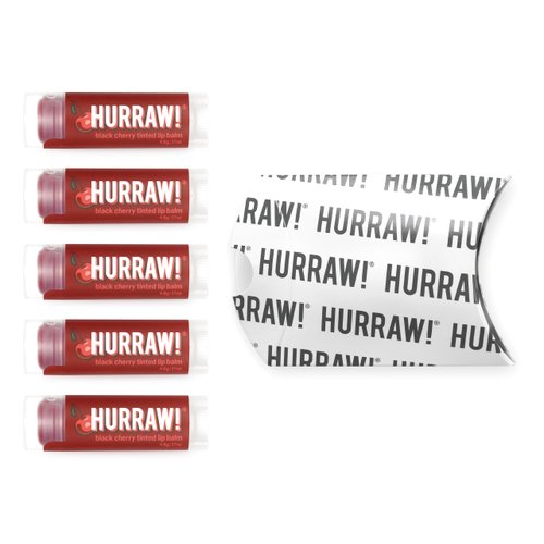 Hurraw! Black Cherry Tinted Lip Balm, 5 Pack: (Sheer Red Tint) Organic, Certified Vegan, Cruelty and Gluten Free. Non-GMO, 100% Natural Ingredients. Bee, Shea, Soy and Palm Free. Made in USA