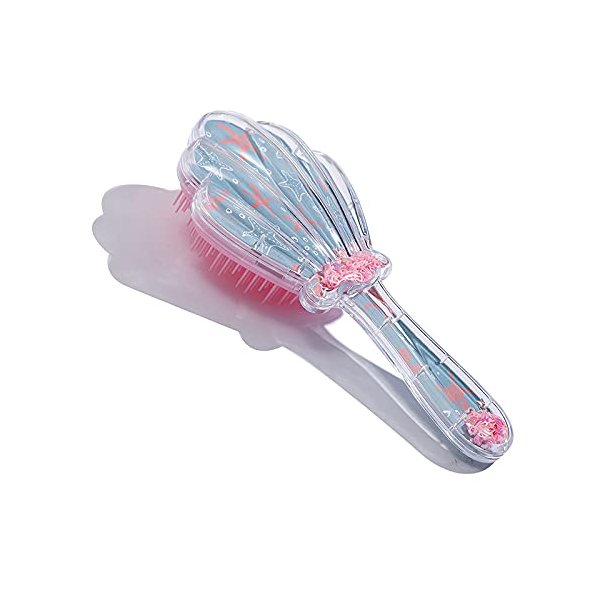 Mermaid Detangler Hair Brush, Detangling Hair Comb Christmas Shell Glitter Comb Hairbrush Massage Scalp No Pain Detangler for Dry & Wet Hair Kids Girls Woman (Pink)