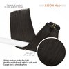 Aison Dark Brown Clip in Hair Extensions Real Human Hair 70G 100% Remy Human Hair Clip in Extensions Soft Silky Straight for Fashion Women 7pcs 16clips 18 Inch Brown Hair Extensions