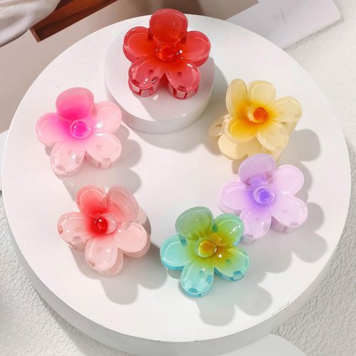 Canitor Small Flower Hair Clips for Women Girls Toddler 12 PCS 1.6 inch Small Flower Claw Clips for Thin Fine Hair Summer Cute Hair Accessories