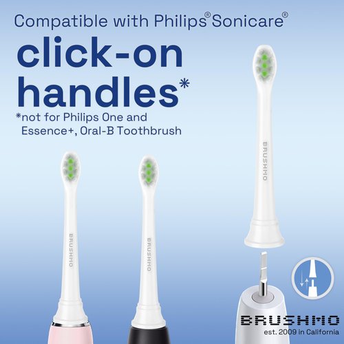 Brushmo Replacement Toothbrush Heads Compatible with Philips Sonicare DiamondClean HX6072 Compact, White, with Hygienic Caps, Fits Philips Sonicare Electric Toothbrush, 8 Pack