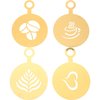 SHOWERORO 4pcs Stainless Steel Coffee Stencils for Latte Art Easy to Clean Cappuccino Templates for for Home Professional Use