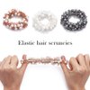 Fashey Pearl Hair Ties Elastic Hair Bands Crystal Ponytail Holder Hair Bead Scrunchies Hair Accessories for Women and Girls（Pack of 3） (Type B)