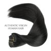 SILIERFUN Clip in Human Hair Extensions, 24 Inch 120g 8pcs Jet Black Hair Extensions Clip In Human Hair Remy Clip in Hair Extensions Human Hair Double Weft