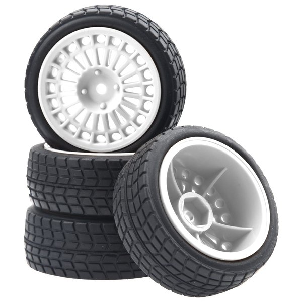 HIRCQOO OD2.75'' Nylon 12mm Hex Hub Wheel Rims & Rubber Tires Compatible with HSP Tamiya HPI Traxxas 1/10 1/12 On-Road Car,WLtoys 144001 A959 124018 LaTrax RC Buggy (White)
