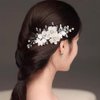 JKQBUX Sweet Elegant Bride Wedding Party Hair Clip Flower Bridal duckbill clip Hair Piece Crystal Side clips for Women Girls Leaf Hair Accessories