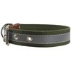 Cotton Web/Leather Reflective Dog Collar 20" Long 1" Wide Fits 14"-18" Neck, Basset Hound, Retriever