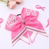 Totelux Breast Cancer Cheer Bows Hair Ties Pink Ribbon Hair Rubber Band Ponytail Holder Glitter Elastic Hair Bow Ties for Women Breast Cancer Awareness Hair Accessories