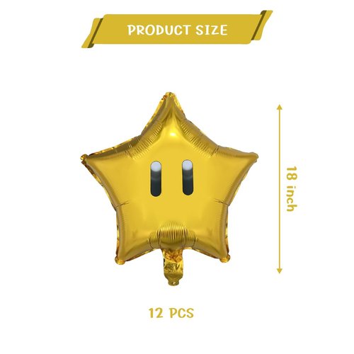 12PCS Star Foil Balloons Super Gold Coin Star Balloons Yellow Star Balloons Kids Birthday Party Decorations Supplies
