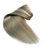Sew in Hair Extensions Real Human Hair, 16 Inch 100G Weft Hair Extensions Human Hair, Balayage Ash Blonde to Blonde Highlights Hand Tied Weft Hair Extensions Human Hair Bundles Sew in Weft Extensions