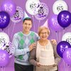 65th Purple Birthday Balloons Decorations, 16PCS Purple White Happy 65th Birthday Confetti Latex Balloons for Women Men 65th Birthday Party Wedding Anniversary Indoor Outdoor Party Supplies,12 Inch