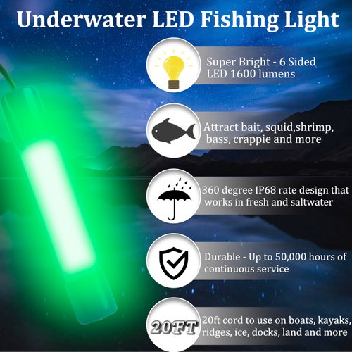 LED Underwater Fishing Light 1600 Lumens 10.8W 12V 24V Shrimp Light Submersible Fishing Light 180 LED IP68 Bait Finder Night Light Deep Drop Light Boat Decorative Light for Shrimp Squid Fish Crowds