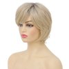 Tseses Short Blonde Wigs with Bangs for Women Natural Layered Fluffy Daily Synthetic Hair Wig(Blonde and Dark Roots)