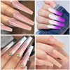 600PCS No C Curve Coffin Nail Tips, XXL Clear Coffin Nail Tips for Acrylic Nails Professional, Long Coffin Nail Tips Half Cover Flattened Acrylic Nail Tips Fake Nails for Nail Salon Home DIY 12 Sizes