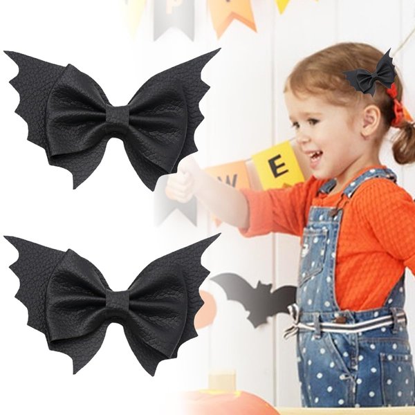 Halloween Black Bat Hair Clips for Women Girls Halloween Bows Hair Clips Alligator Barrette Gothic Bat Wing Hair Accessories for Kids Cosplay Costume Party Favor Decorations Gift Hairpin, 2PCS