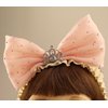 Bethynas Princess Crown Lace Bowknot Headband for Baby Girls Handmade Chiffon Elastic Baby Hairband Birthday Party Crown Hair Accessories for Newborn Infant Toddlers (Style 2 - pink)