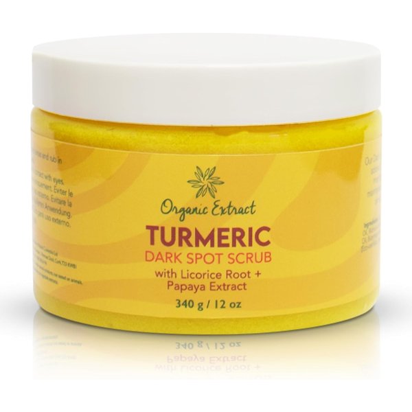 Organic Extract Turmeric Face Scrub - 12 fl oz / 340g - BIG SIZE Skin Brightening Scrub For Face - Exfoliating & Deep Cleanser, Evens Out Skin Tone - Moisturizing Facial Scrub with Papaya extract