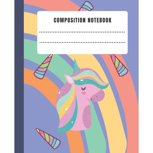 Rainbow Color Unicorn Composition Notebook: Wide-Ruled, 7.5 x 9.25, 120 Pages, For kids, teens, and adults (Composition Notebooks)