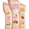 Two Sweet Birthday Party Supplies Temporary Tattoos - 228Pcs Pastel Donut Dessert Ice Cream Tattoos Stickers for Kids - Two Sweet Party Favors for 2 Year Old Birthday Decorations Girl