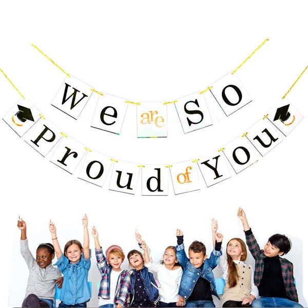 Graduation Banner, We Are So Proud of You, Classy and Luxurious Congratulation Graduation Banner, for Party Decoration Supplies