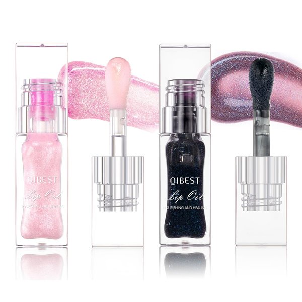 TIRDET 2 PCS Magic Color Changing Lip Oil, Lip Oil Color Changing, Big Brush Color Changing Lip Oil, Warm Change Hydrating Lip Gloss, Color Changing Lip Gloss, Lip Changing Oil Long Lasting Shimmery