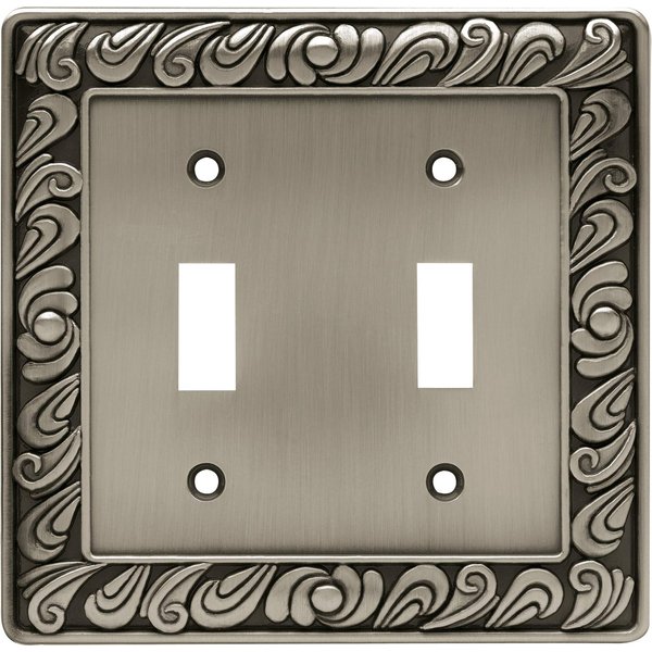Franklin Brass Paisley Wall Plate, Brushed Satin Pewter Double Switch Cover Switch Cover, 1-Pack, 64039