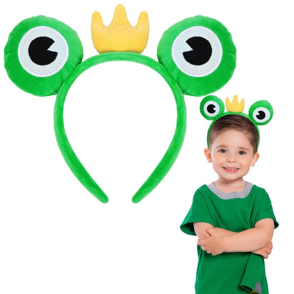 GAFATORY Frog Eyes Green Headband for Girls Cute Spa headband for Women Animal Headband for Makeup Hair Band Cosplay Costume Zoo Gifts Halloween Headband Funny Prince Headbands for Boys