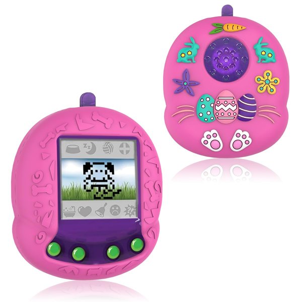 BEARDDO Virtual Pet Toy Silicone Case for Giga Pet Virtual Pet, Electronic Pet Case Cover for Kids Ages 5 and Up Giga Pet Protective Cover for Interactive (Dark Pink)