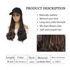 Yunkang Hat Wig Baseball Cap With Long Wavy Ends Straight Hair Extensions Attached Heat Resistant Synthetic Fiber Hairpiece Replacement Wigs in Hat for Woman Girls Mix brown(Mdark brown, 18inch)