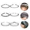 Metal Headbands for Men/Women, 90s headband Japanese Headband hair bands men Metal Band Comb Headband Wavy Hairband Spring Hair Hoop, Metal Unisex Male/Female Elastic Non-slip Hair Band, 6 Pack