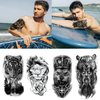 PADOUN Animal Temporary Tattoos, 15-Sheet Black Tiger Lion Wolf Totem Adult Tattoos Temporary, Fake Tattoos Men