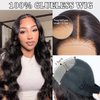 Turuwu Wear and Go Glueless Wigs Human Hair Pre Plucked Pre Cut Body Wave Lace Front Wigs Human Hair for Women 5x5 HD Lace Closure Wigs Human Hair for Beginners 18Inch Natural Black 180% Density
