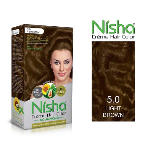 Nisha Creme Hair Color Pack of 3 Light Brown,Beautiful Color Permanent Hair Dye,Long-Lasting High-Definition Color,Shine & Silky Softness, Permanent Hair Color,Ammonia Free, Vegan, Cruelty Free