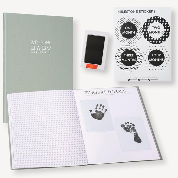 Nora's Nursery Baby Memory Book for Girl or Boy - 60 Pages Baby Book with Faux Leather Cover - Essential Baby Book Keepsake for New Parents - Baby Album and Memory Book for Your Child's First 5 Years