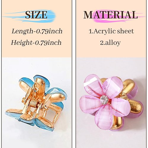 15PCS Mini Flower Hair Clips for Girls Women Small Flower Hair Claw Clips Colorful Hair Barrettes Cute Hair Pins Sweet Hair Clamps Flower Hair Accessories Wedding Flower Clips for Kid Teen (5 Colors)