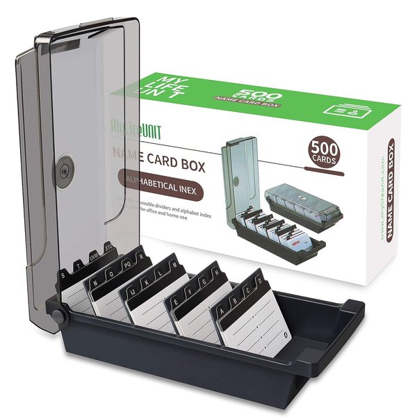 MyLifeUNIT Business Card Holder, Index Card Organizer with Dividers and Index Tabs, Capacity: 500 Cards (2.2" x 3.5")